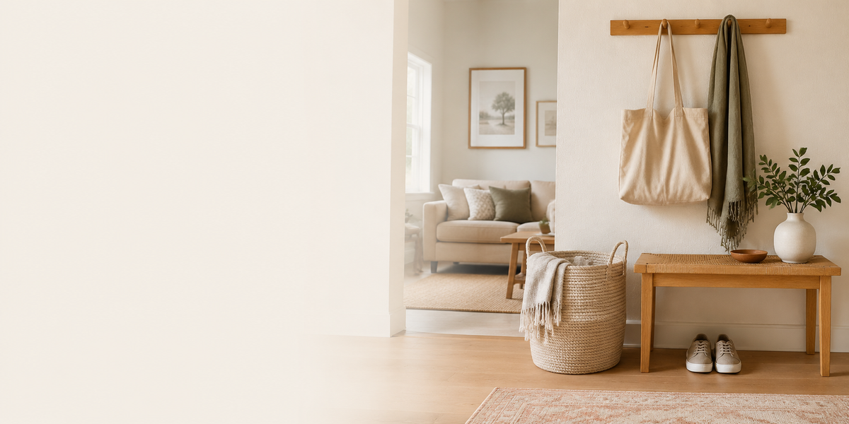 Organized entryway with thoughtful home storage